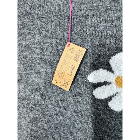 NWT Natural life Cropped Boxy Charcoal Pullover Daisy Sweater Women's L Boho - Picture 5 of 9